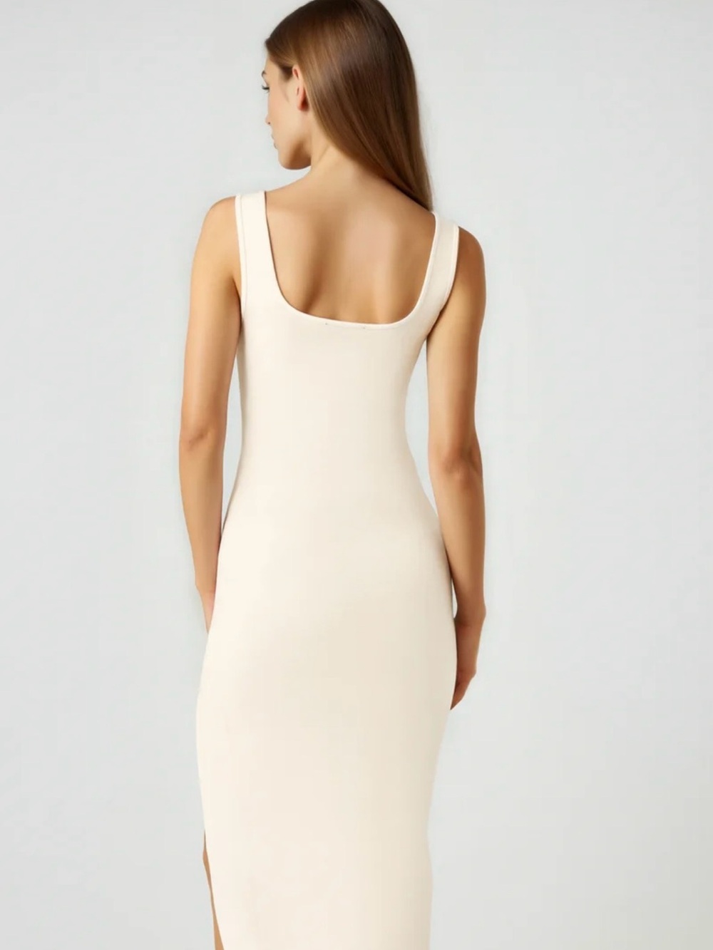 Forever 21 Cream Maxi Tank Dress with High Side Slit - Picture 3 of 4